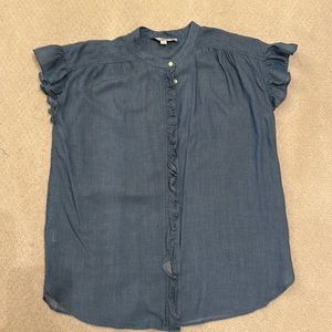 Loft Chambray ruffle detail top